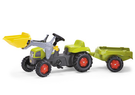 Traktor s prikolico in nakladačem Claas