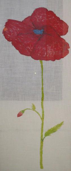 Hand colored panel curtain - poppy