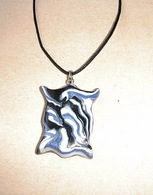 Unique, handmade blue-black-white pendant for men.